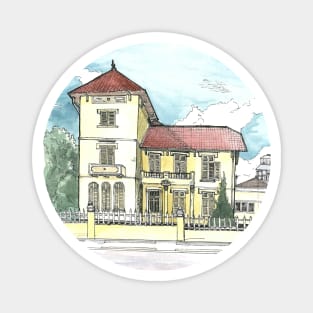 French Colonial House Da Lat Vietnam Illustration Magnet